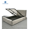 Modern Style Strong Quality Villa Furniture Velvet Storage Bed for Double Queen King Size